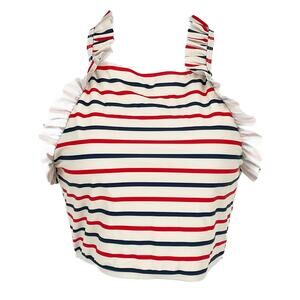 Swimsuit Ruffle Shoulder Tankini Top in Red, White and Blue Size Medium